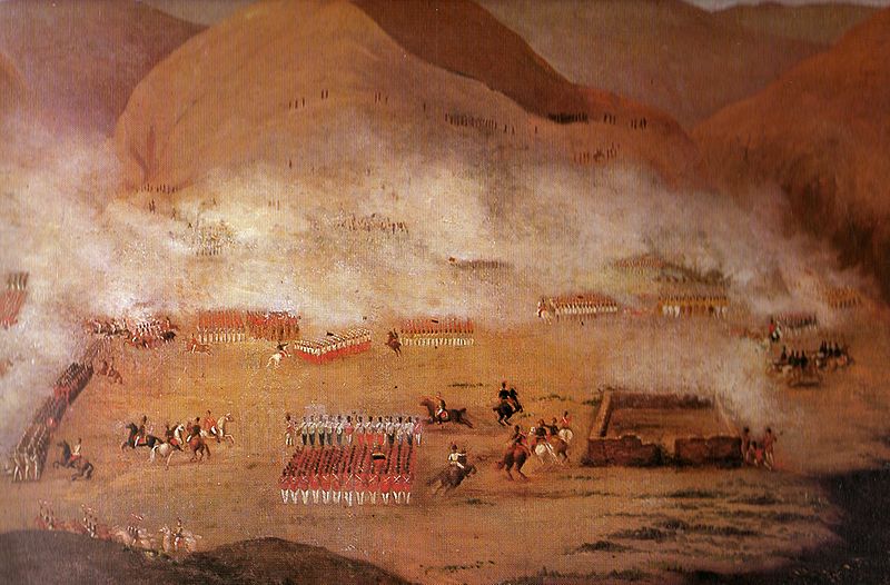 Otro cuadro de la Batalla de Ayacucho, 1824, con el Cerro del Condorcunca.